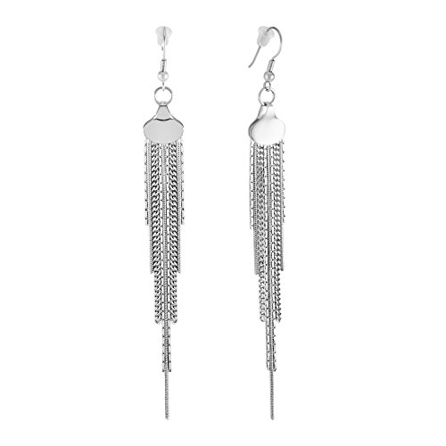 925 Sterling Silver Tassel Earrings Silver Plated Multiple Chain Earrings Long Chain Earrings 10cm Modern Chain Drop Earrings Chain Dangles Silver Earrings, Multi Chain Earrings Elegant Earrings