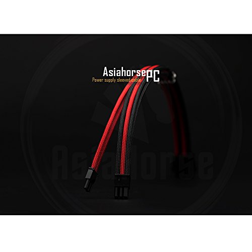 Asiahorse Customization Mod Sleeve Extension Power Supply Cable Kit 18AWG ATX/EPS/8-pin PCI-E/6-pin PCI-E (RED Mix)