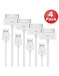 ESK® 4 paquetes de cables de 30 pines para conexión de lightning a USB certificados (6 pies), Blanco