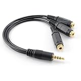 CablesOnline 9-inch 3.5mm (1/8") TRRS 4-Pole/3-Rings Male to 3X Female 3.5mm TRRS 4-Pole/3-Rings Stereo Splitter Audio Cable,