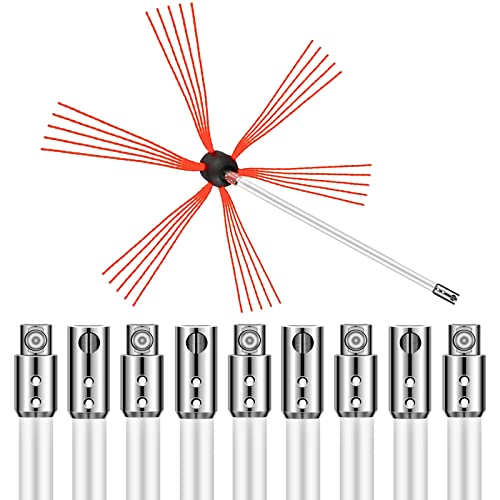 VEVOR Chimney Sweep Kit 33FT Length, Chimney Cleaning Tool Kits with 10 Nylon Flexible Rods