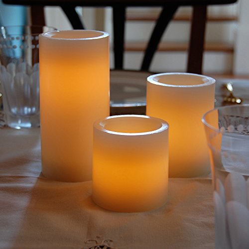LumaBase 74803 3 Count Round Battery Operated Candles with Remote Control, Cream eBay