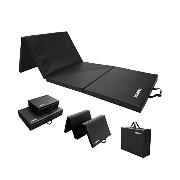 PROIRON-Gymnastics-Mats-4-Folding-Exercise-Mat-Yoga-Gym-Home-Fitness-Workout-Mat-Thick-Foam-Soft-Matt-for-Crash-Tumble-Pilates-Non-Slip-PU-Leather-Carry-Handles PROIRON Gymnastics Mats, 4 Folding Exercise Mat Yoga Gym Home Fitness Workout Mat, Thick Foam Soft Matt for Crash Tumble…