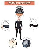 Life In Color Unitard Men Lycra Spandex Bodysuit Long Sleeve Full Bodysuit Zentai Suit (XL, Black)