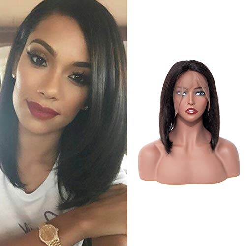 ORIGINAL QUEEN Short Straight Bob Wigs 8A Grade 150% Density Lace Frontal Human Hair Wigs Bob Short Straight Wigs Natural Color 14inches