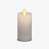 Luminara Classic Slim Flameless LED Candle, White 2" x 4.25", Battery Operated Moving Flame Pillar w/Timer, Safe Realistic Wax Candle, Home Decor