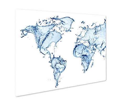 Ashley Giclee Blue Water Splash World Map Isolated World Map Splash Map Of The World, Wall Art Photo Print On Metal Panel, Color, 8x10, Floating Frame, AG5810590