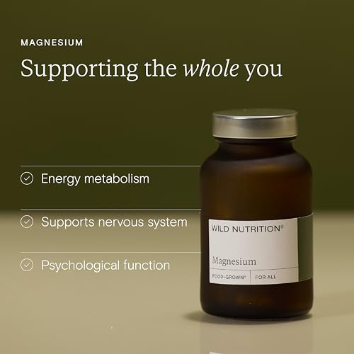 WILD NUTRITION Food-Grown Magnesium Supplements | Naturally Sourced Pure Magnesium for Sleep, to Support Muscle Recovery and Healthy Bones | 60 Capsules