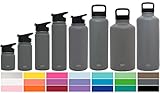 Simple Modern 22 oz Summit Water Bottles + Extra Lid - Vacuum Sealed Wide Mouth Swell Hot Tea Cup 18/8 Stainless Steel Flask - Grey Hydro Travel Mug - Slate