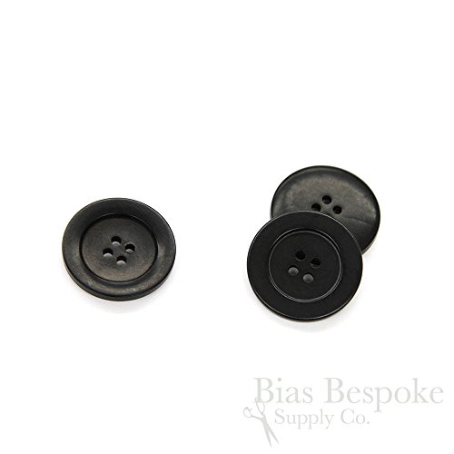Set of 3 Chic Black Corozo Overcoat Buttons, 40 Line, Made in Italy - Thumbnail 3