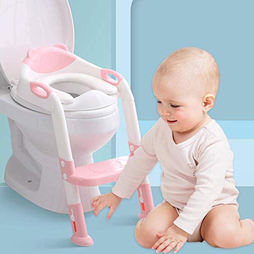 Kinderpotje, zitje Kindertraining Veiligheidstoiletbril met verstelbare ladder - Afbeelding 6