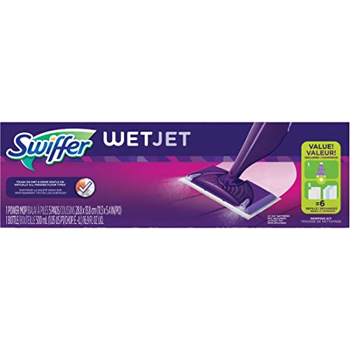 Swiffer WetJet Mop Starter Kit (1 Spray Mop, 5 Mopping Pads, 1 Floor