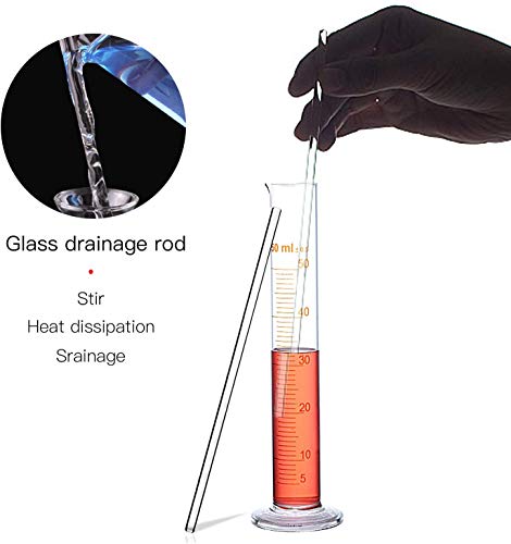 Glass Graduated Cylinder Set 5ml 10ml 50ml 100ml Measuring Cylinder with 3 Droppers, Glass Rod and 2 Brushes - Thumbnail 7