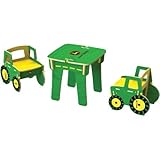 Buildex John Deere Harvest Multicolor Table and 2 Chairs Sets Features Colorful and Sturdy Tractor Design and Tuck Neatly Under the Matching Table Perfect for Playing, Eating and Exploring