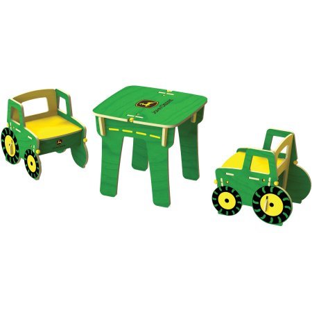 Buildex John Deere Harvest Multicolor Table and 2 Chairs Sets Features Colorful and Sturdy Tractor Design and Tuck Neatly Under the Matching Table Perfect for Playing, Eating and Exploring