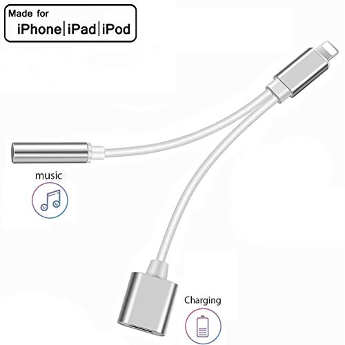 Headphone Jack Adapter for iphone7/7plus/8/8plus/X/XS/XS MAX,Earphone Splitter for iPhone Dongle Headset Connector Convertor 2 in 1 Accessories Car Charger Cables,Quick Charge Fast Car Adapter
