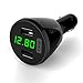 iSunnao Lightning Fast Dual USB 5 Amp Car Charger - 360 Degree Rotating with LED Display & 3 in 1 Cable - for iPhone 6 6Plus 5S 4S iPads Samsung IOS Android & Most 5V USB Charged Devices - Black