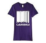 Womens Retro 1970's Sacramento California Downtown Skyline T-Shirt Large Purple