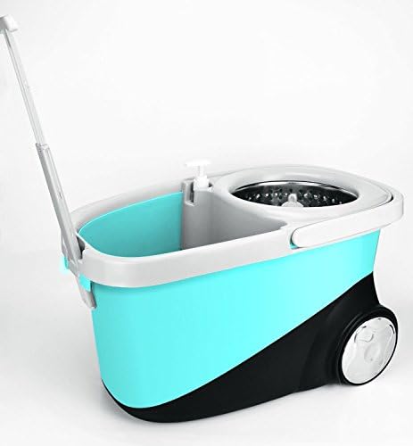 Maxpin® Spinning Spin Mop with Wheels &amp; Extended Stainless Steel Mop Pole - 4 Mop Heads Included