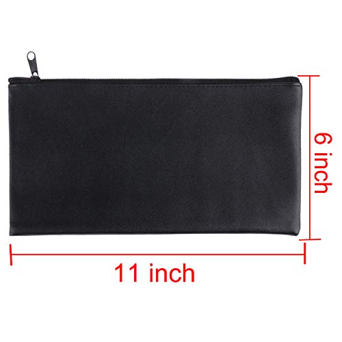 Tongnian 12 Pieces Bank Bag Money Pouch Security Bank Deposit Bag with Zipper for Cash Money, Check Wallet, Cosmetics, Tools 11x6 inch (Black +Blue) (Black)