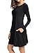 LAINAB Womens Fall Plain Solid Long Sleeve Loose Swing Casual Dress Black L