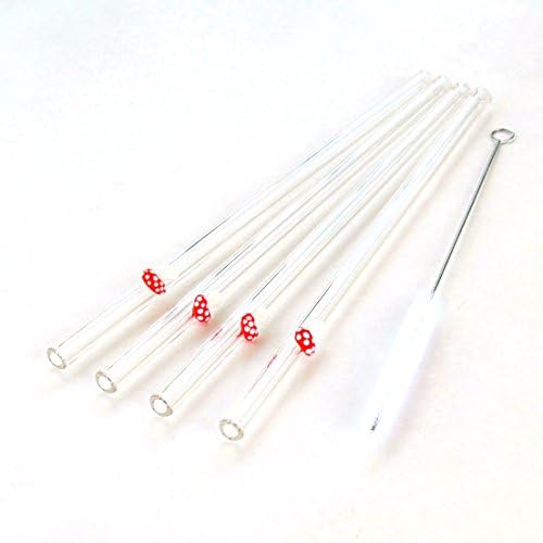 Tianyuan Glass Straws Clear Straight With Cleaning Brush 9in9mm 4 Pack Mushroom