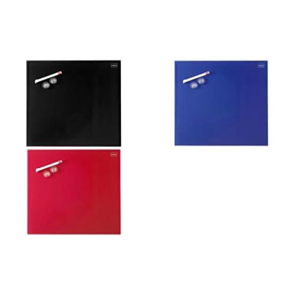 Nobo Glass Whiteboard, Magnetic, 450 x 450 mm Square Tile Design, Includes Glassboard Marker, Magnets and Fitting Kit, Blue, 1903953