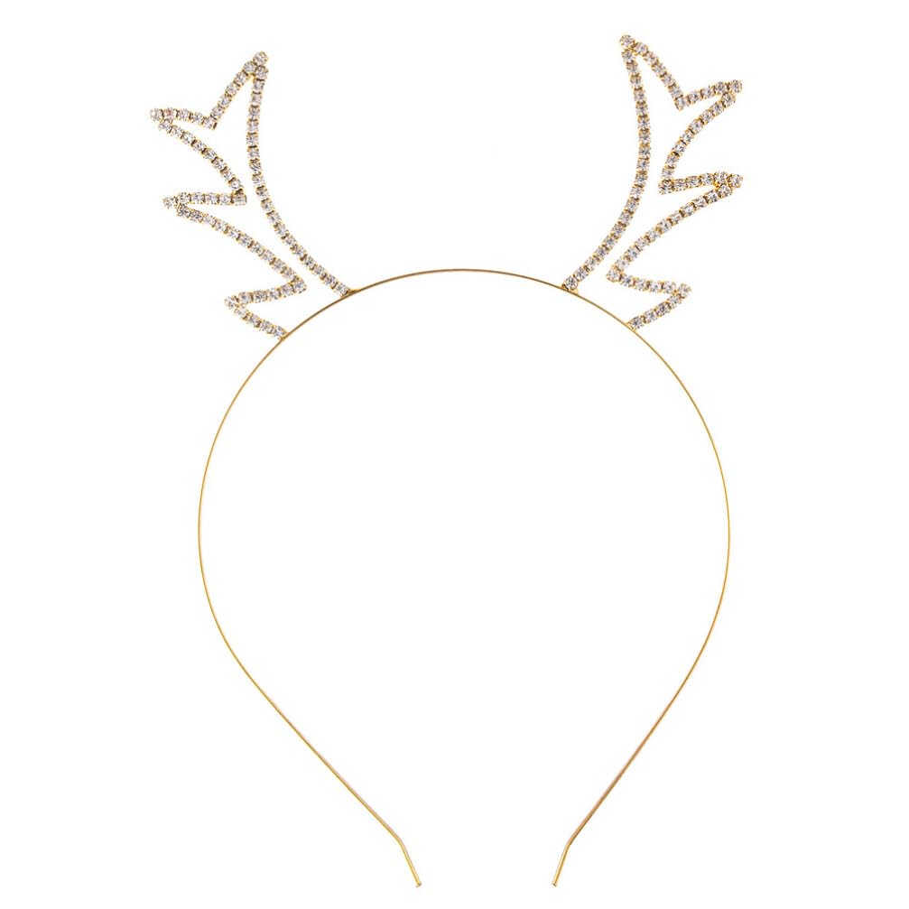 Uonlytech Christmas Antlers Headband Rhinestone Hoop Reindeer Hairband Christmas Headband For Girls, 1Pcs