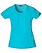 Cherokee Women's Workwear Scrubs Round Neck Top, Turquoise, 2X-Large