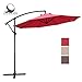 COBANA 10' Offset Hanging Patio Umbrella Freestanding Outdoor Parasol Adjustable Market Umbrella, 250g/sqm Polyester, Red