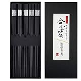 HuaLan Fiberglass Reusable Chopsticks Set Dishwasher-Safe Household/restaurant Chopsticks 5 Pairs with Gift Case