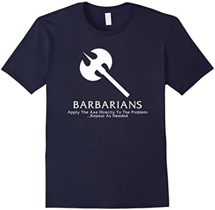 Mens Barbarian Shirt Funny Video Game Roleplaying T-Shirt Dice 2XL Navy