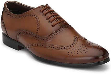 MGZ Men's Synthetic Leather Tan Formal Brogue Shoes