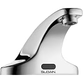 Sloan SF-2350 Sensor Faucet, 0.5 GPM, Back-Check Tee, Polished Chrome | Battery Powered, Deck Mounted, Sensor Activated, Touch Free, Mid Integrated Base Body, Polished Chrome, 3362119