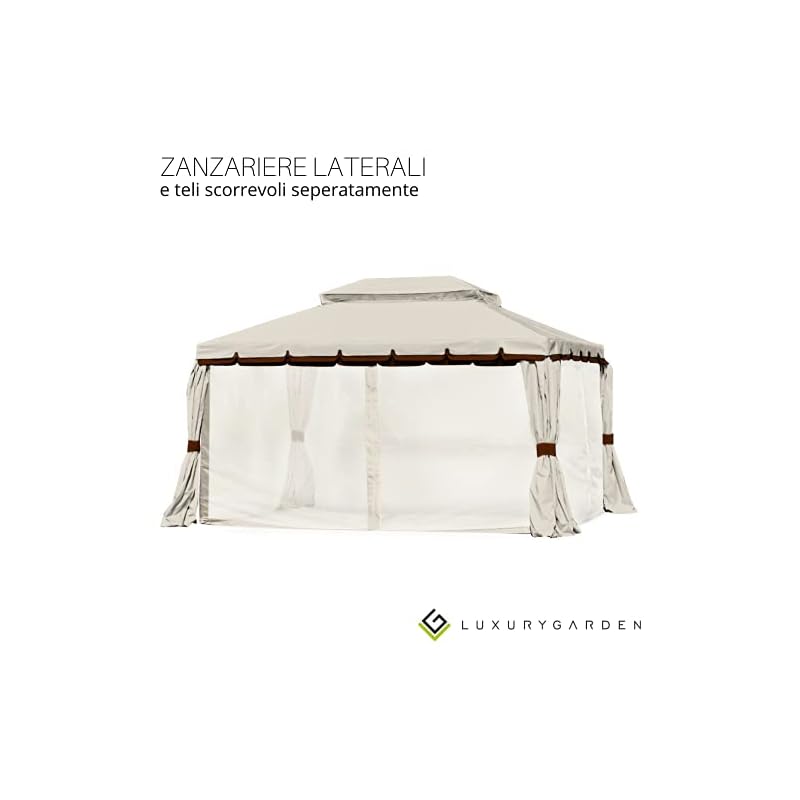 LuxuryGarden Cenador 3 x 4 de jardín, de aluminio, lona impermeable de