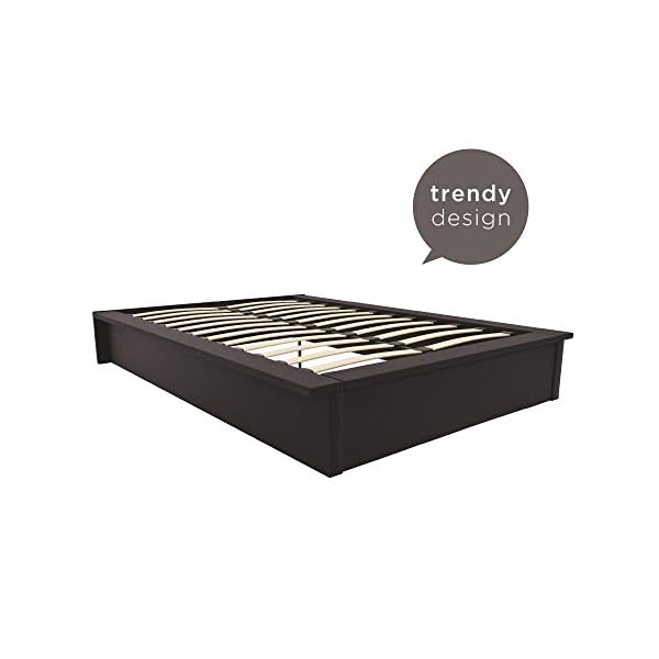 DHP Maven Platform Bed with Upholstered Faux Leather and Wooden Slat