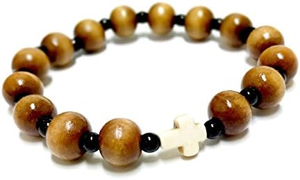 Anna Holy Gifts Catholic Rosary Wooden Beads Bracelet Pre-Wrapped Gift Ready to Give (MB-1)