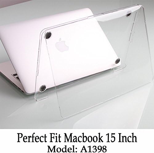 TWINSCASE Clear MacBook Pro 15 Inch Case Without Touch Bar (A1398),Transparent See Through Cover Crystal Clear,Anti-Scratch Glossy Hard Plastic Protective Case Cover for MacBook Pro15 Inch A1398