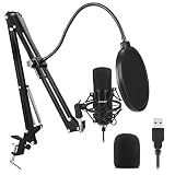 USB Microphone Kit Plug & Play USB Computer Cardioid Mic Podcast Condenser Microphone with Professional Sound Chipset for PC, YouTube, Gaming Recording