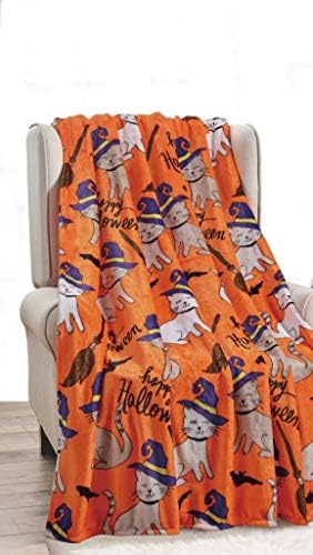 SkyMall 50 x 60 Halloween Spooky Cats Micro-Plush Throw Blanket (Set of 2)