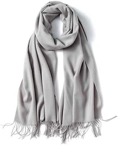 Womens Large Soft Cashmere Feel Pashmina Shawls Wraps Winter Light Scarf(Silver Gray)