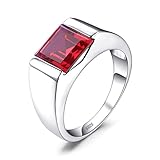 Jewelrypalace Men's 3.4ct Square Created Red Ruby 925 Sterling Silver Ring Size 8