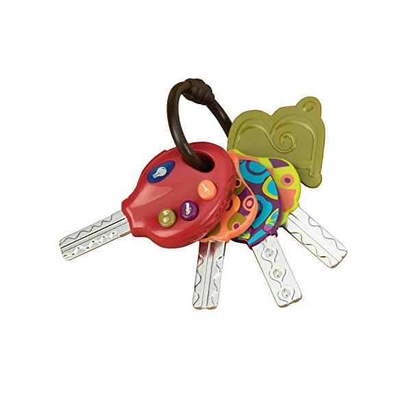 B-toys-BX1941Z-LucKeys-4-Textured-Toy-Keys-for-Babies-and-Toddlers-Flashlight-and-Car-Sounds-100-Non-Toxic-and-BPA-NylonA B. Toys, LucKeys 4 Textured Toy Keys for Babies and Toddlers, Flashlight and Car Sounds, 100 percent Non-Toxic and BPA…