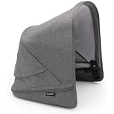 Bugaboo Donkey 5 Sun Canopy with UPF 50 Sun Protection Treatment and Peekaboo Panel, Grey Melange