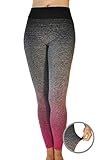 Dry Fit Yoga Pants - Stretchy Fold Over Waistband - Slimming Workout Leggings (Small/Medium, Pink)