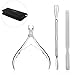 Cuticle Nipper, ROSENICE Cuticle Cutter with Cuticle Pusher Professional Grade Stainless Steel for Fingernails