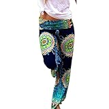 Pusheng Women Boho Hippie Tribal Aztec Printed Wide Leg Palazzo Harem pants