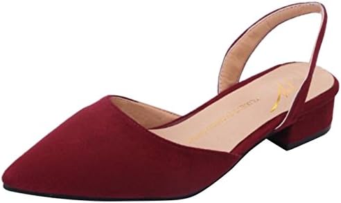 Mashiaoyi Women's Slingback Block-Heel Slip-On Suede Sandals