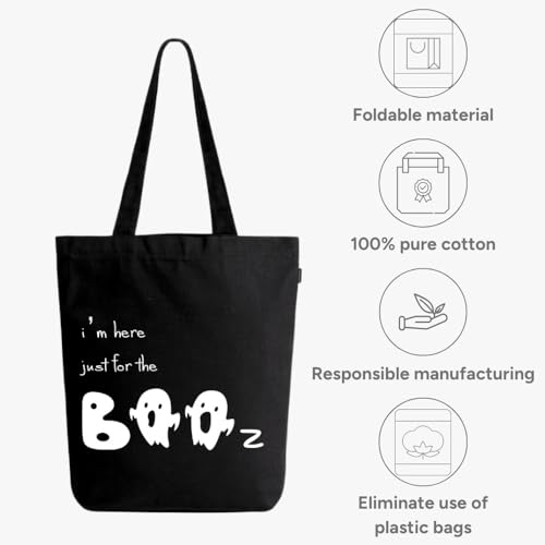 Eco Right Canvas Tote Bags for Women with Zip, College Bag for Girls, 100% Organic Cotton Tote Bag for Shopping, Travel & beach bags for women (That's the spirit!) 3