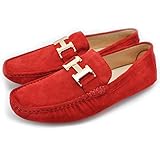 Fulinken Mens Leather Slip-on Casual Buckle Loafer Driving Mens Car Shoes Moc Shoes